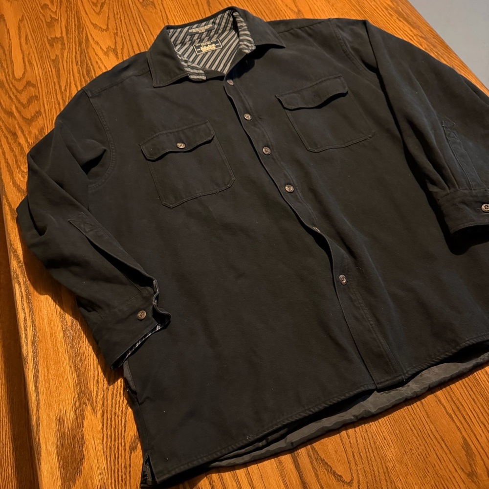 Levi Strauss & Co mens thick button down black shirt in heavy flannel material